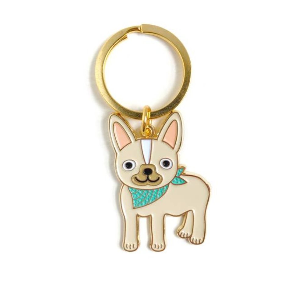 Friendly Frenchie Key Charm + Enamel Pin Gift Set
